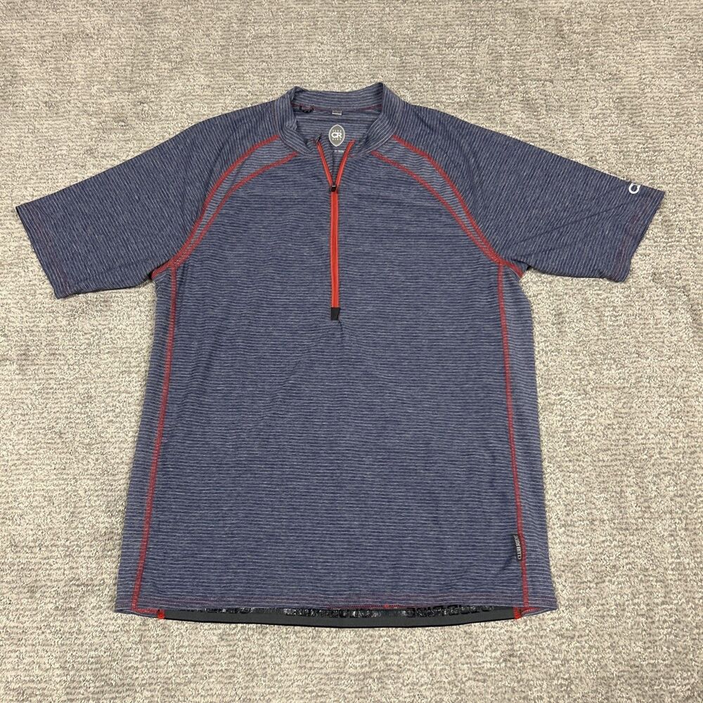 Club Ride Shirt Mens Large Short Sleeve Cycling 1/2 Zip Back Pockets Striped